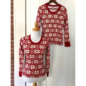 Hanna Andersson Adult Scandi Snowflake Long John Pajama Top M & XS Bundle 2